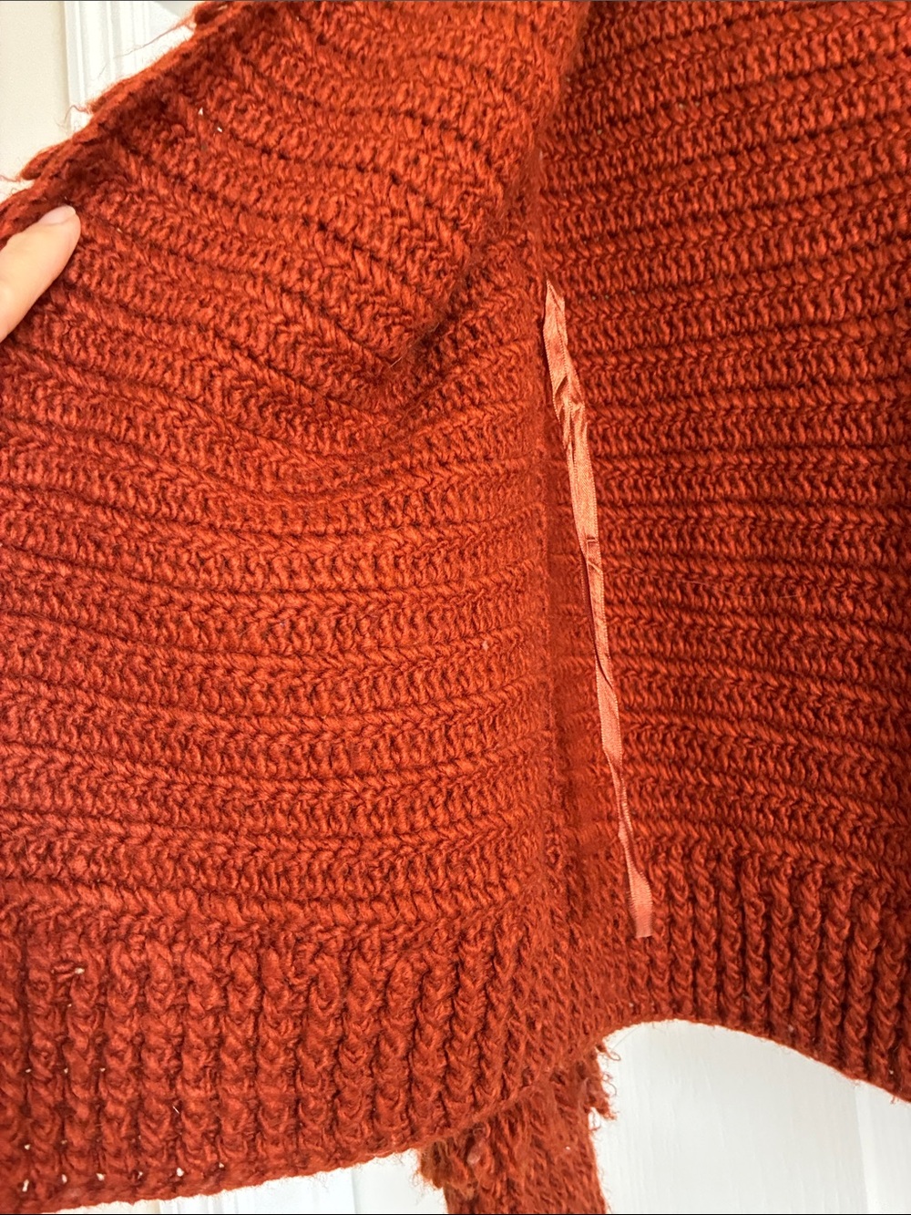 70s Vintage Revival Vibes Fall / Autumn Core Rust Cardigan Sweater Oversized - Picture 4 of 6